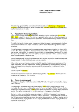 Employment agreement - Managing Direc...