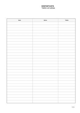Kontaktlista - Telefon och adress