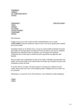 Plainte conc. entretien (FR)