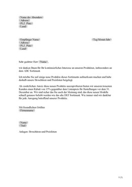 Nachfolgender Brief mit Rabattangebot (DE)