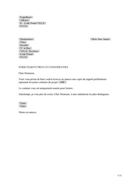 Lettre d´introduction confidentielle ...