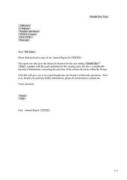 Letter enclosing annual report (UK)
