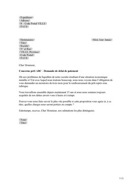Demande de délai de remboursement (FR)