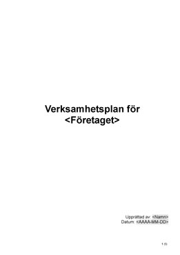 Verksamhetsplan