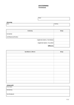 Avstämning - Handkassa (Excel)
