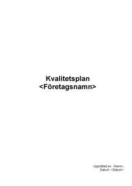 Kvalitetsplan