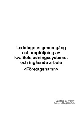 Ledningens genomgång - Kvalitetsledni...