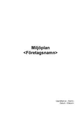 Miljöplan