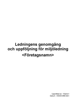 Ledningens genomgång - Miljöledningssystem