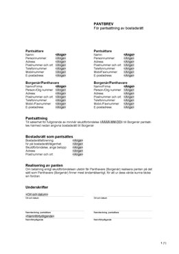 Pantbrev - För pantsättning av bostadsrätt (mall)