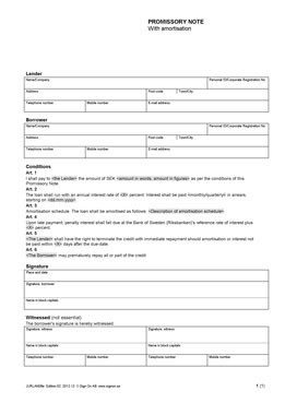 Promissory note - With amortisation