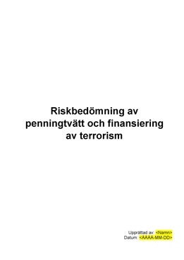 Riskbedömning av penningtvätt och finansiering av terrorism