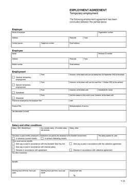 Employment agreement - Temporary employment