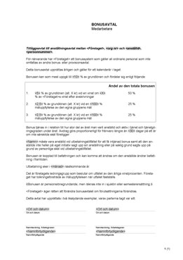 Bonusavtal företagsbonus medarbetare