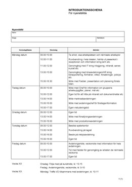 Introduktionsschema för nyanställda