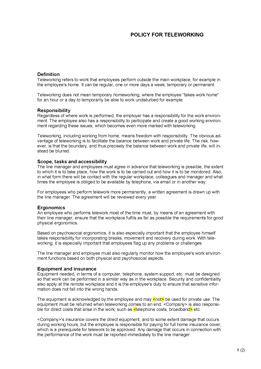 Policy for teleworking