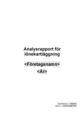 9. Analysrapport för lönekartläggning - Mall