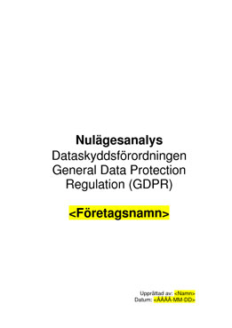 GDPR - Nulägesanalys