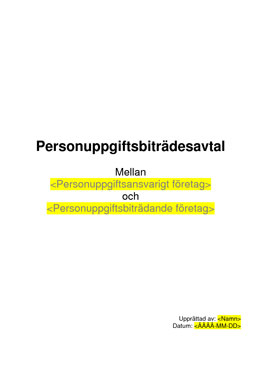 Personuppgiftsbiträdesavtal