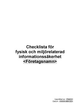 Fysisk och miljörelaterad information...