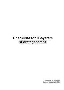 IT system - Checklista